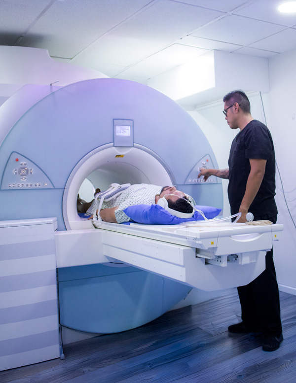Patient undergoing an MRI screening