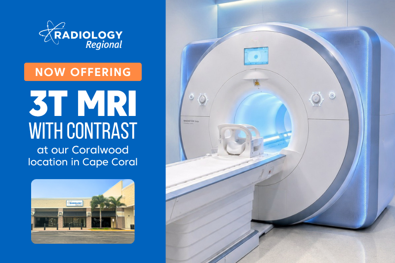 Contrast MRI exams are now available at Radiology Regional's Coralwood imaging center, serving Cape Coral and the surrounding area.