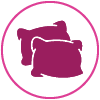 Stylized pillow icon representing patient comfort and the convenience of the scanning experience.